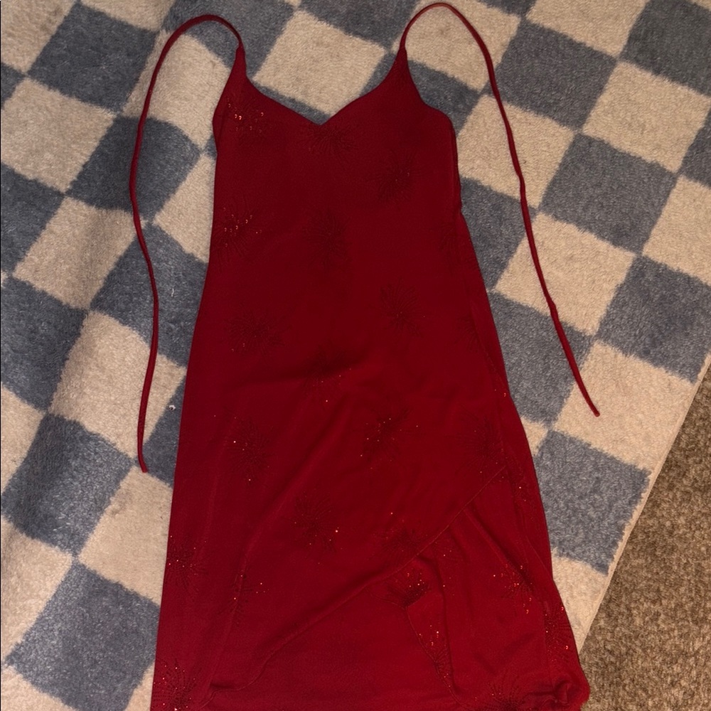 Elegant Red Spaghetti Strap Dress
